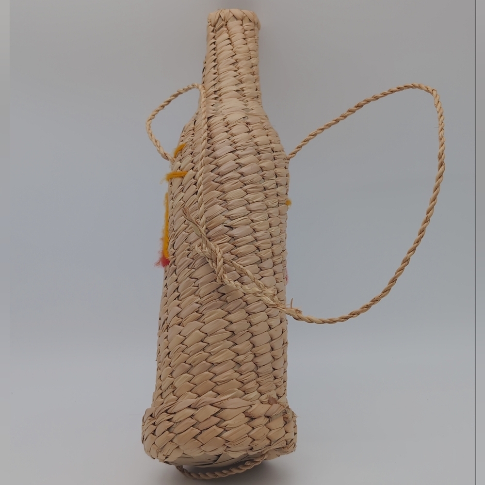 Wicker Floral Woven Wine Bottle Holder Rattan - Picture 4 of 5